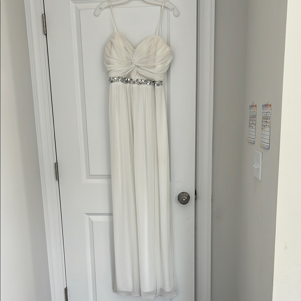 City Triangles Cream Sequin Ruched Gown - Picture 3 of 12